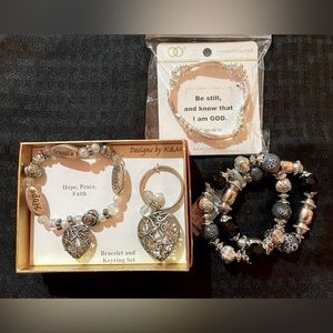 Silver Tone Bracelet Bundle/Lot K&M Hope Peace Faith, Psalms 46:10
